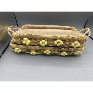 Set of 2 Vintage Wicker Casserole Carrier Trays Hot Dish Holders